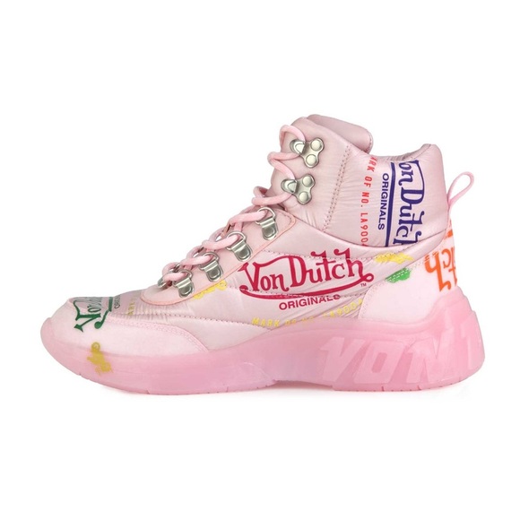 Von Dutch PINK PUFFER All Over Logo Print SHOE/Boot | NEW/NIB w/ Dust Bag!!🩷🩷 - Picture 4 of 16